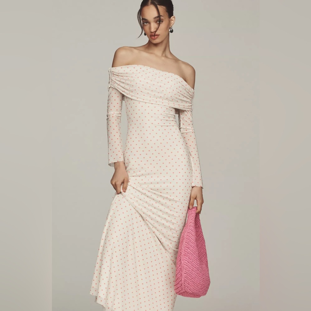 AFRM Long-Sleeve Off-the-Shoulder Mesh Maxi Dress from Anthropologie